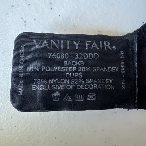 Vanity Fair 32 F Beauty back minimizer black bra size 32DDD Black 76080 - Picture 8 of 9